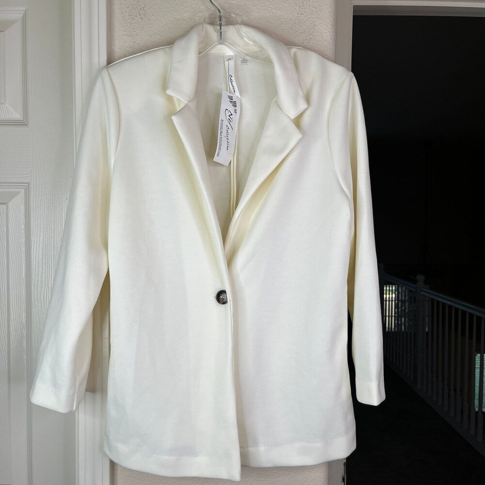 NWT Ny Collection Women’s Blazer 3/4 Sleeve Off White Size Large #641